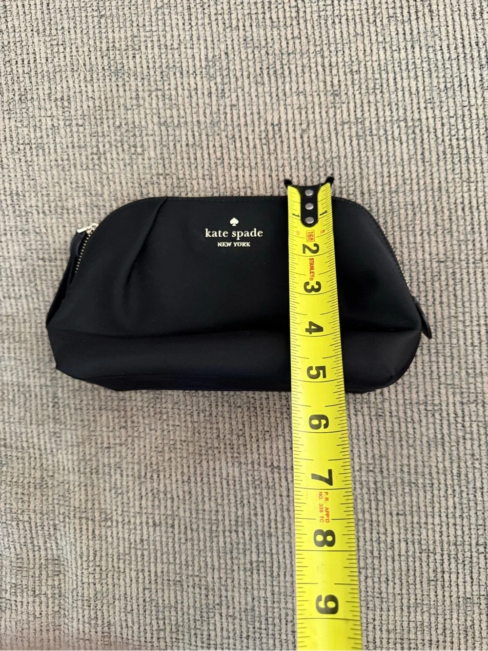 kate spade black zip cosmetic pouch with wristlet